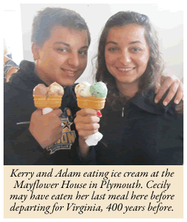 Kerry and Adam eating ice cream at Mayflower House in Plymouth England